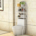 3-tier bathroom shelf with towels and storage baskets